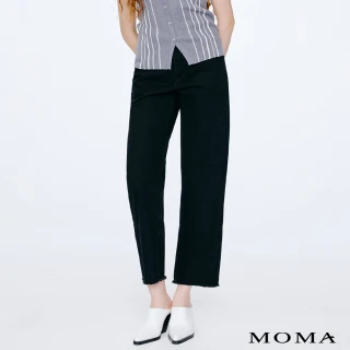 【MOMA】M+  復古金釦棉質牛仔錐形褲(黑色)