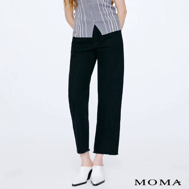 【MOMA】M+  復古金釦棉質牛仔錐形褲(黑色)