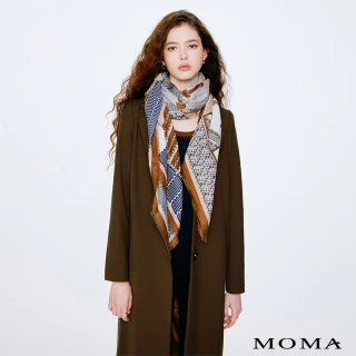 【MOMA】文青風琥珀釦開衩長版西裝大衣(咖啡色)