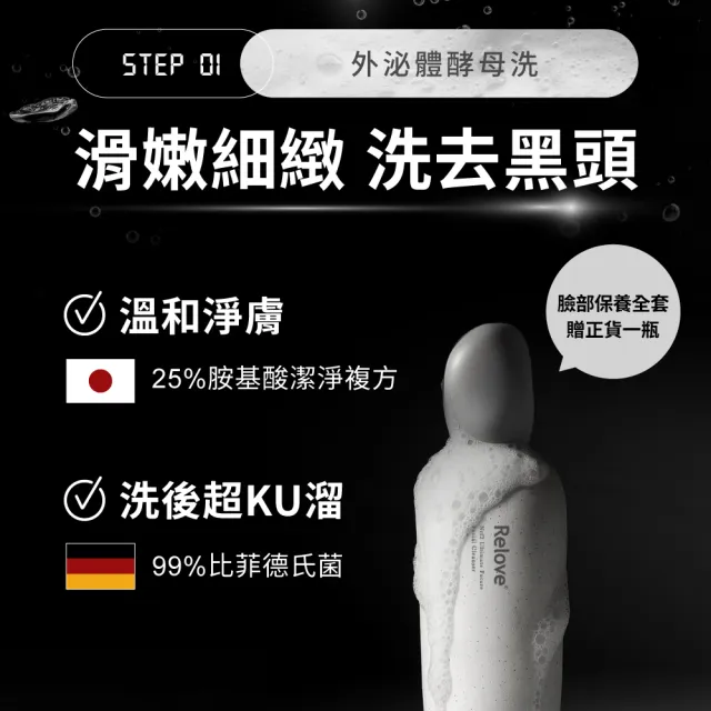 【Relove】外泌體煥膚5件組(嫩皮水+小玻泌+玻色因乳+PDRN拉絲霜+贈潔顏露)