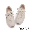 【DIANA】舒適異材質拼接綁帶平底德訓鞋(米色)