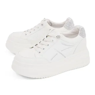 【DIANA】燙鑽植絨拼接免綁帶厚底休閒鞋(銀色)