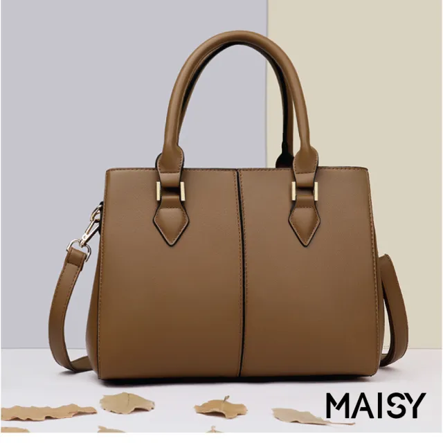 【MAISY】歐美時尚氣質大容量皮革手提包 斜背包(卡其/綠/黑)
