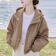 【初色】通勤休閒寬鬆短版長袖連帽風衣外套女外套-8款任選-15169(M-2XL可選)