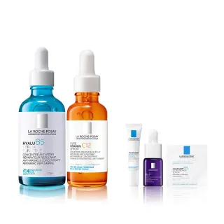 【理膚寶水】抗老雙星組★極效B5彈潤超修復精華30ml+C12肌光活膚精華30ml 年度限定組B(B5小藍瓶)