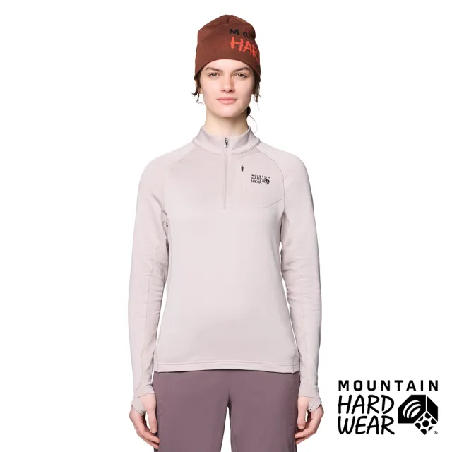 【Mountain Hardwear】Up First Tech Fleece Quarter 彈性保暖刷毛半拉長袖上衣 女款 光影灰 #2114031