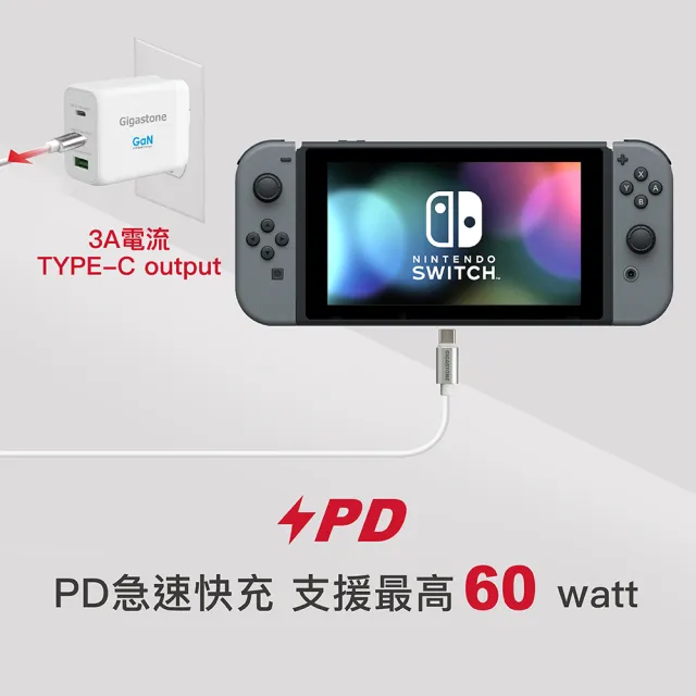 【Gigastone 立達國際】2入組TypeC 60W高速充電傳輸線CC-7600W(iPhone17/Switch/筆電快充)