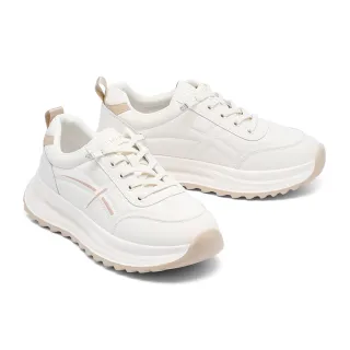 【BYHUE】日常百搭鑲鑽彈力鞋帶異材質軟芯厚底休閒鞋(杏)