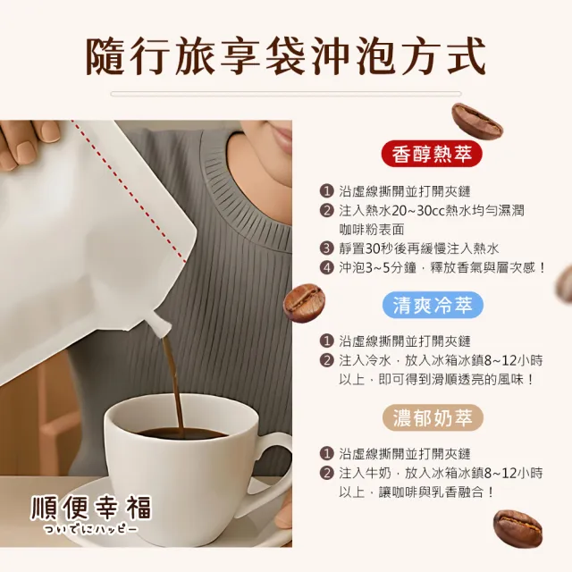 【順便幸福】隨行旅享袋-哥倫比亞咖啡10入x1組(250ml 濾袋 旅行 沖泡)