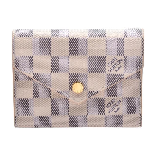 LV LOUIS VUITTON路易威登 N64022 Victorine 系列經典 Damier 棋盤格帆布三折暗釦短夾