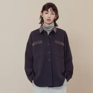 【gozo】異材質配色拼接條絨襯衫外套(兩色)