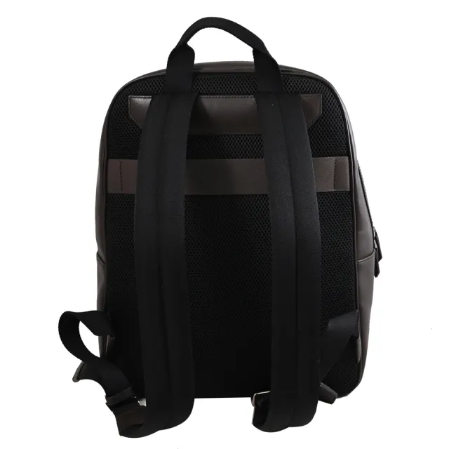 【BALLY】CODE BACK 經典紅白織帶小牛皮大商務包後背包(深咖)