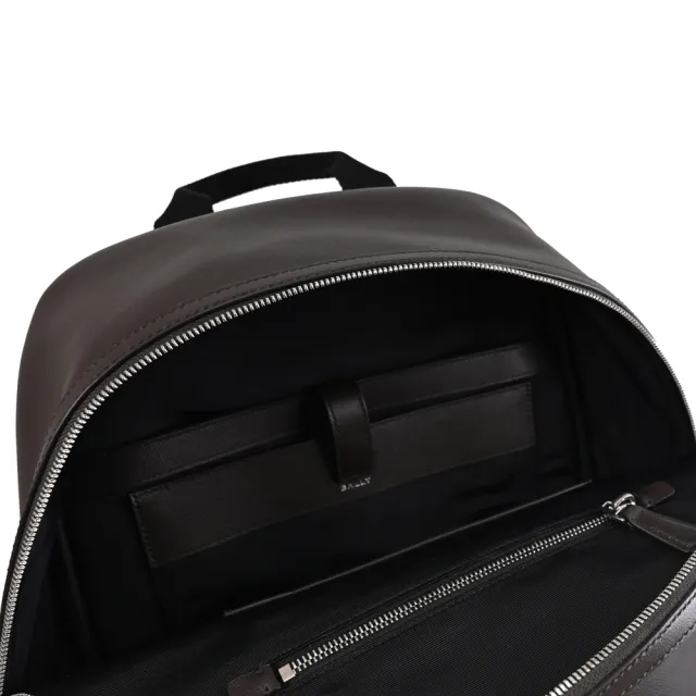 【BALLY】CODE BACK 經典紅白織帶小牛皮大商務包後背包(深咖)
