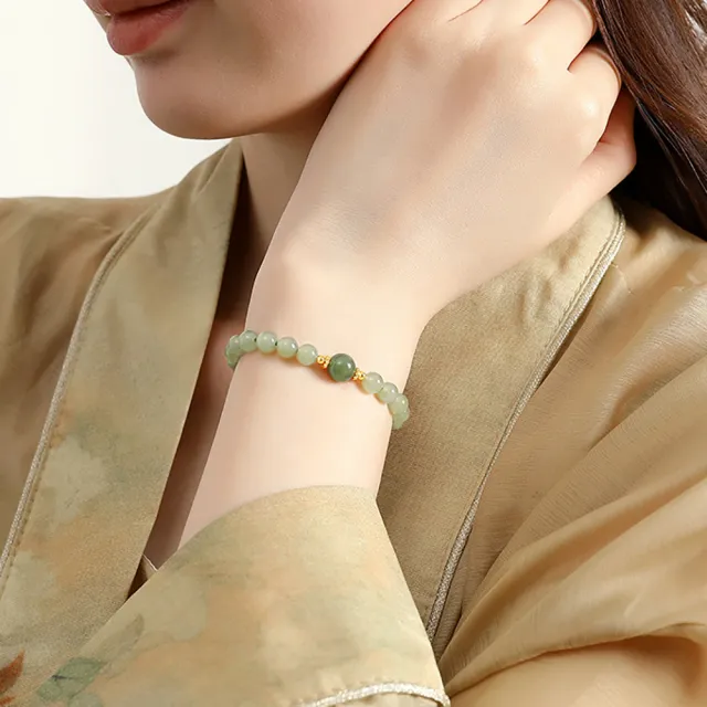【桃花源創意工坊】和玉田手女串S925銀氣質高級感碧玉手鍊(手鍊)