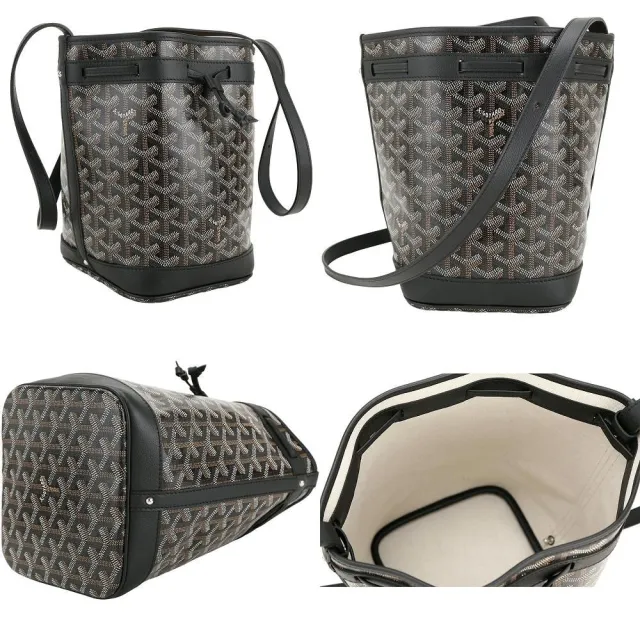 【GOYARD 高雅德】Petit Flot 塗層帆布抽繩斜背水桶包-3色可選(水桶包 斜背包)