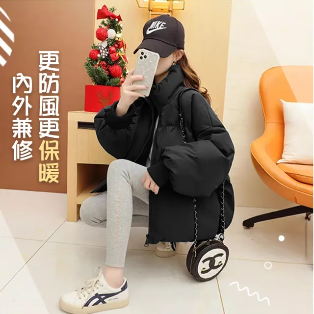 【QIDINA】加厚鋪棉時尚輕薄保暖外套-G(羽絨外套 連帽外套 厚外套 大尺碼外套女外套)