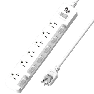 【雙手萬能】斜面7切6座3P延長線-270公分/9尺(旋轉平貼插頭/2入組)