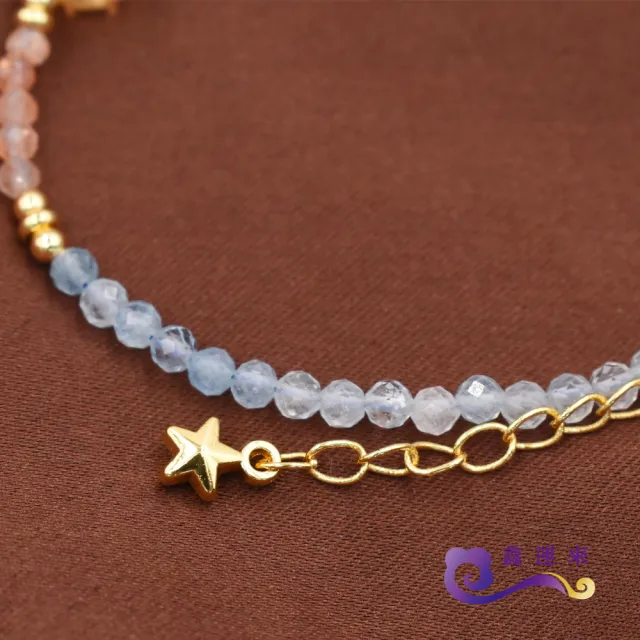 【鑫運來】◎海藍寶黃水晶鑽切手鍊