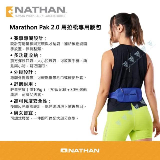 【NATHAN】Marathon Pak 2.0 馬拉松專用腰包 - 多色可選(馬拉松/夜跑/腰包)