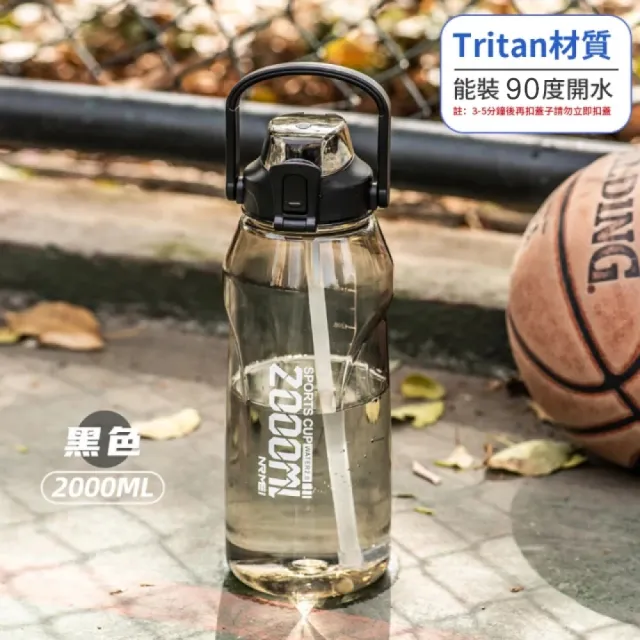 【灰熊厲害】美國進口Tritan材質一鍵彈蓋手提運動水壺2000ml