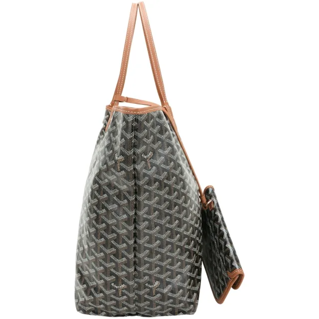 【GOYARD 高雅德】St. Louis GM 大款 高雅得棕色附收納袋防水圖騰帆布肩背托特包(托特包 肩背包 防水)