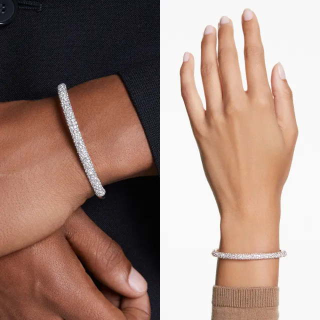 【SWAROVSKI 施華洛世奇】Meteora 手鐲 雪花密鑲 白色 鍍白金色/鍍玫瑰金色(2色任選_情人節禮物)