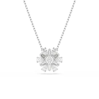 【SWAROVSKI 施華洛世奇】Idyllia 鏈墜 混合式切割 雪花 白色 鍍白金色(情人節禮物)