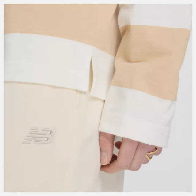 【NEW BALANCE】NB 長袖上衣 女 美規 卡其杏條紋 WT53522DLA(S2280)