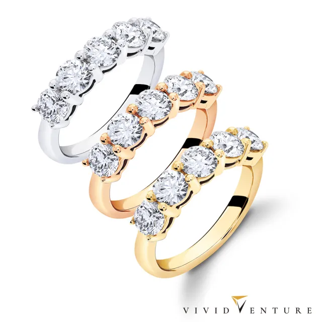 【Vividventure 亞帝芬奇】1.5克拉 HSI2 天然鑽石 真鑽 戒指 線戒 排戒 星光 任選(14K金台)