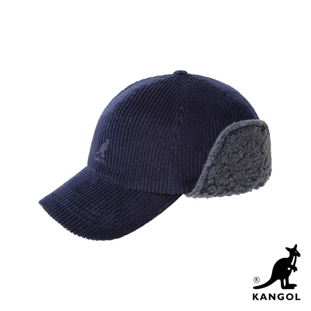 【KANGOL】CORD 燈芯絨遮耳棒球帽(靛藍色)