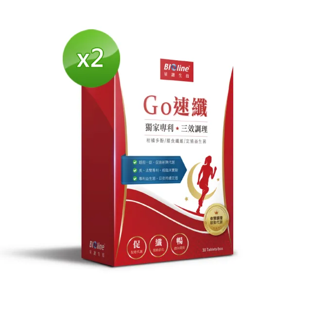 【Bioline 星譜生技】GO速纖|穩控加速代謝錠2盒(30顆/盒〕〔檸檬多酚、植萃酵素、膳食纖維、定殖益生菌)