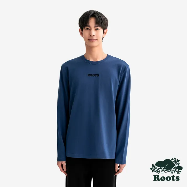 【Roots】Roots男裝-FUTURE SCRIPT ROOTS 長袖上衣(午夜藍)