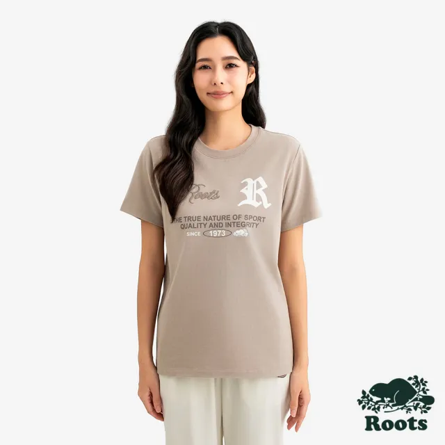 【Roots】Roots女裝- FUTURE SCRIPT CLASSIC 短袖上衣(灰褐色)