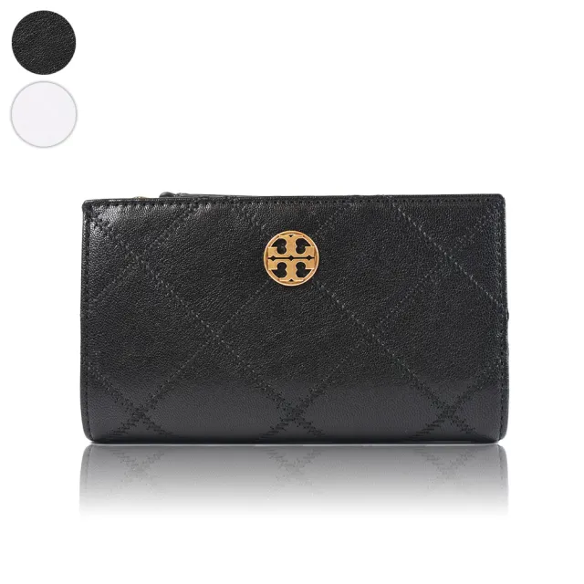 【TORY BURCH】Willa 菱格紋雙釦對開長夾(新款任選)
