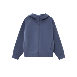 【GIORDANO 佐丹奴】童裝素色連帽外套(34 絨紫)