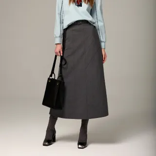 【KERAIA 克萊亞】向晚詩敘薄毛料長裙(附腰帶)