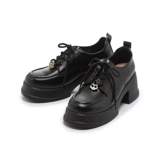 【FAIR LADY】日本京都聯名 HAPPYFACE 率性綁帶厚底樂福鞋(黑/5A2980 女鞋)