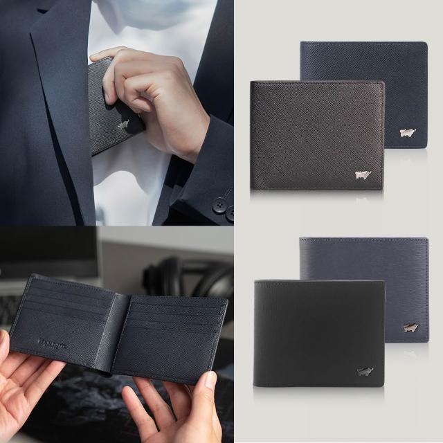 【BRAUN BUFFEL 德國小金牛】期間限定 專櫃輕薄真皮夾多卡窗格男夾短夾(多款任選)