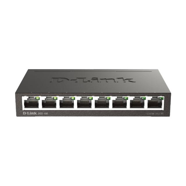 【D-Link】DGS-108 8埠 8port 1000M Giga超高速乙太網路桌上型無網管金屬交換器/GE switch Hub/隨插即用