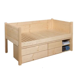 【MUNA 家居】凱亞松木實木單人高尾床架/含收納櫃全組(單人床 床台 收納)