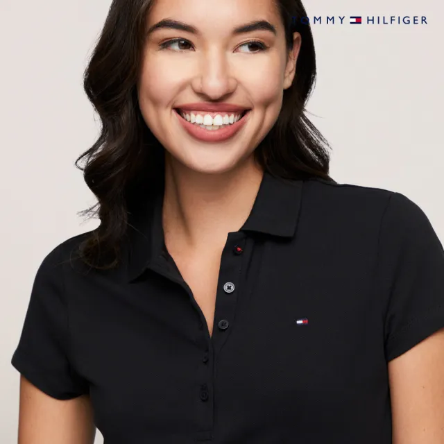 【TOMMY HILFIGER】官方旗艦館 修身 Polo 連身裙_黑色