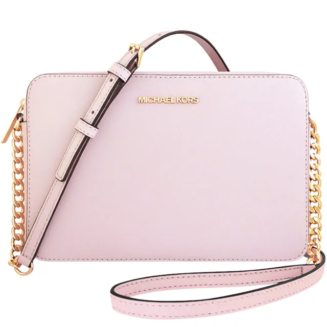 【Michael Kors】Jet Set Item 防刮皮革方形鍊帶相機包(櫻花粉色)