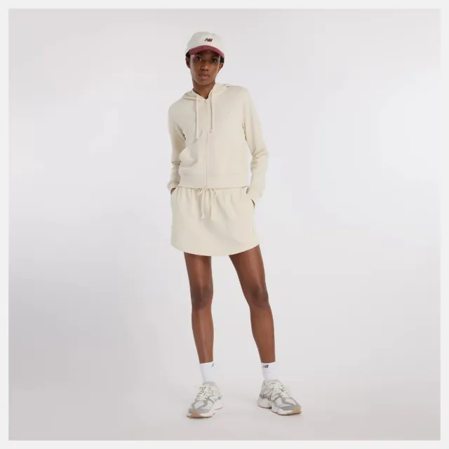 【NEW BALANCE】NB 外套 女 運動連帽外套 短版 薄絨 美規 杏 WJ53508LIN