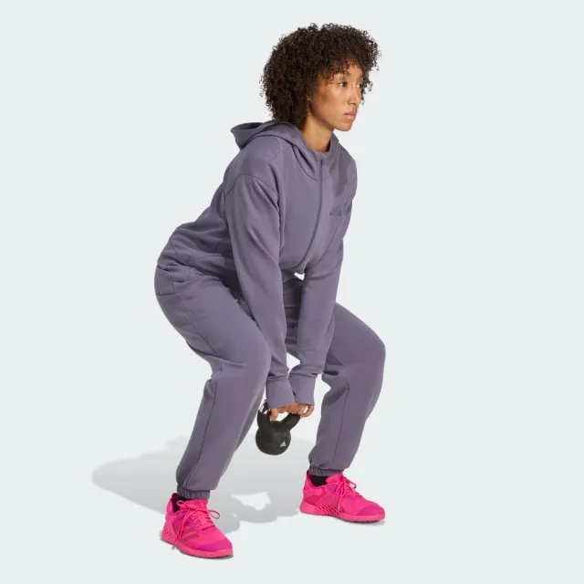 【adidas 愛迪達】外套 女 運動連帽外套 D4T FZ HOODIE 紫 JX7310