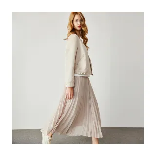 【Le Polka】氣質修身壓褶長裙-女