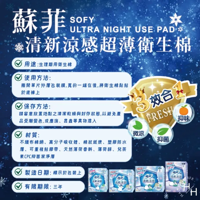 【Sofy 蘇菲】6包組-清新涼感超薄衛生棉(29公分x12片x6包)