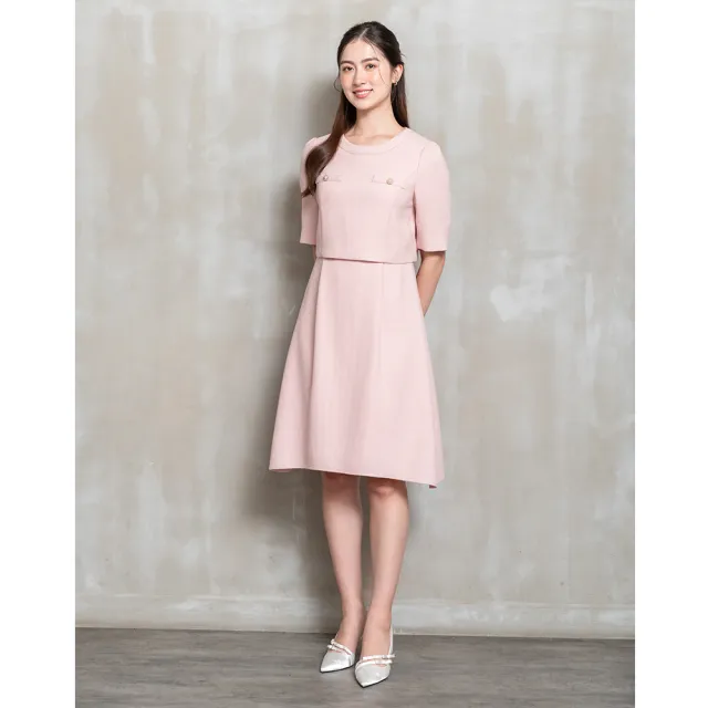 【perng yuh 芃諭名品】純雅依戀 弧襬 仿兩件式洋裝(2025 AW Collection｜4C秋冬新品上市)