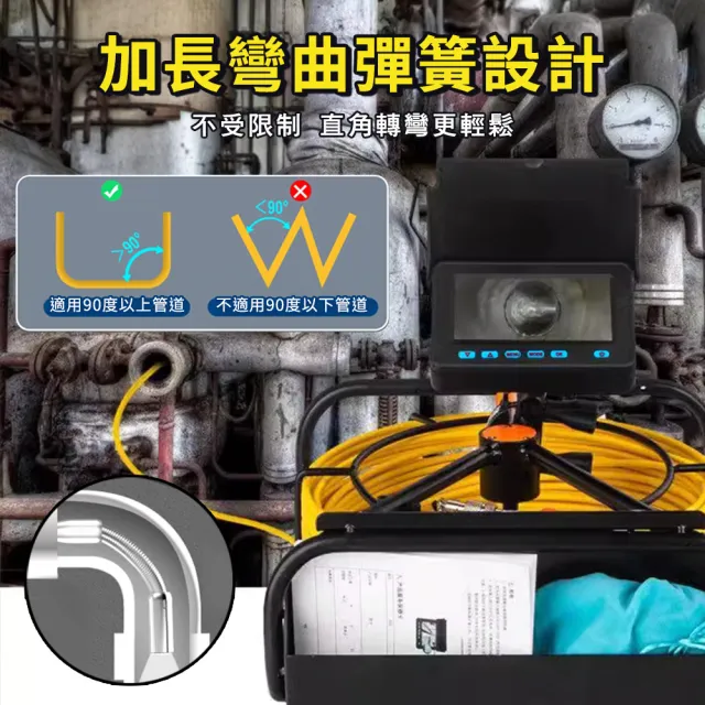 【精準科技】工業攝像頭 50米水管內視鏡 管道排汙檢測 下水道內視鏡 地底探測 孔內視鏡(550-VBT50)