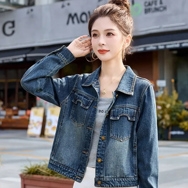 【巴黎精品】韓風牛仔外套經典丹寧夾克牛仔襯衫大碼休閒女裝(美式刺繡牛仔女外套n1ln32)