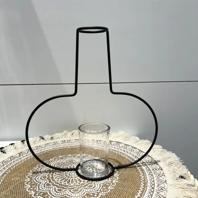 【JEN】創意簡約鐵藝玻璃花瓶花器高22cm